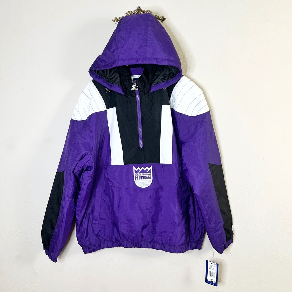 Sacramento Kings Pullover Starter Jacket Mens Size XL Purple Black White New NWT